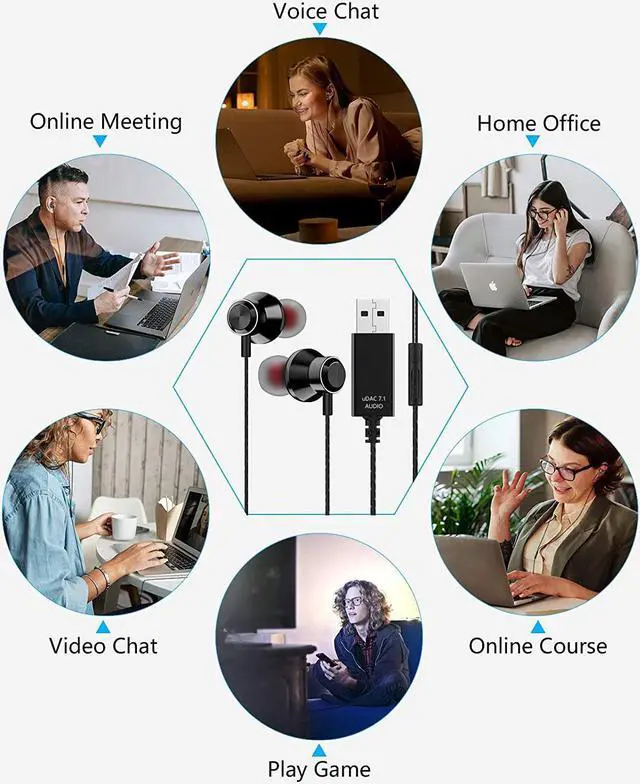Alt view image 7 of 7 - USB Headset with Microphone for PC, Noise Cancelling Computer Headphones for Laptop/ 8.2 FT, Lightweight PC Headset with Audio Controls & Mute Function for Office Live Broadcast Gaming Headset and PS4