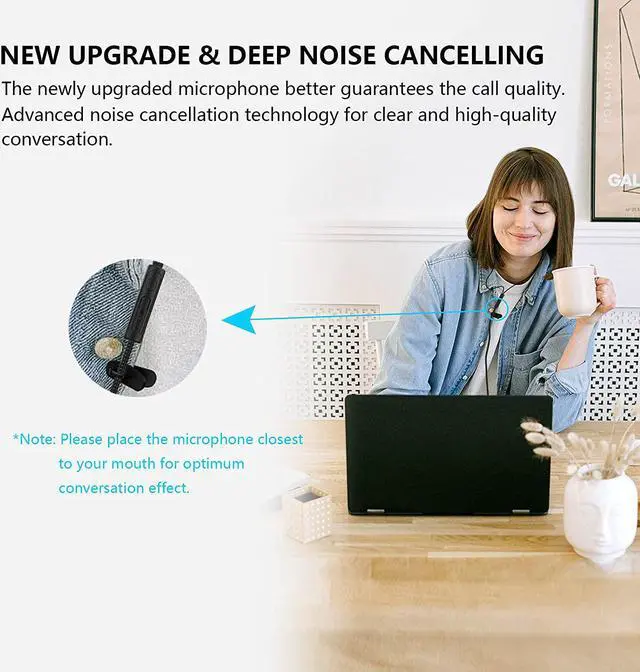 Alt view image 3 of 7 - USB Headset with Microphone for PC, Noise Cancelling Computer Headphones for Laptop/ 8.2 FT, Lightweight PC Headset with Audio Controls & Mute Function for Office Live Broadcast Gaming Headset and PS4
