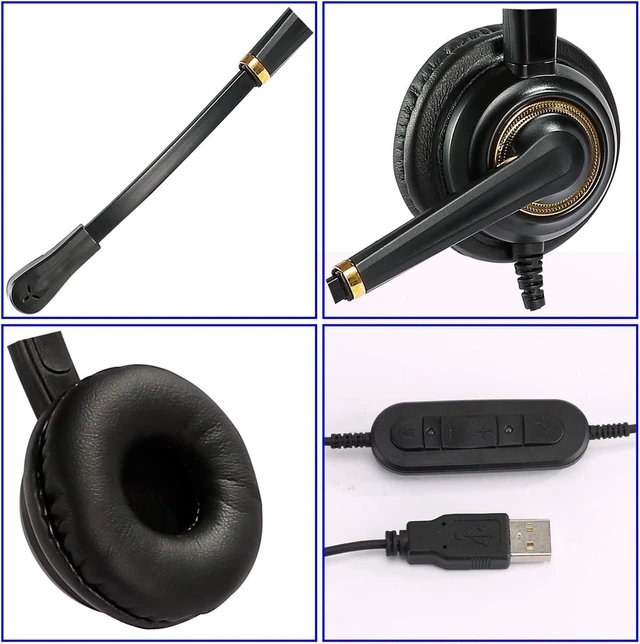 Alt view image 6 of 6 - USB Headset with Noise-Cancelling Microphone & Volume Controls Computer PC Headphone with Voice Recognition Mic for Dragon, Teams, Zoom, Skype, Softphones, Conference Calls & Online Education