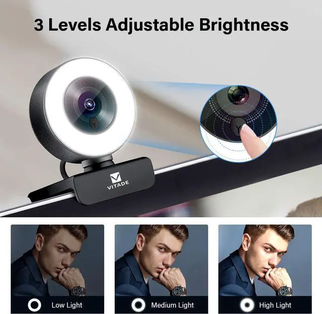 Alt view image 2 of 7 - PC Webcam for Streaming HD 1080P, 960A USB Pro Computer Web Camera Video Cam for Mac Windows Laptop Conferencing Gaming Webcam with Ring Light & Microphone