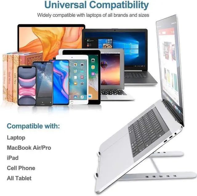 Alt view image 6 of 7 - Laptop Stand , Laptop Riser for Desk Portable Desktop Laptop Holder for Desk and Bed, 6-Levels Angles Adjustable Height Notebook Mount, ABS&Containing Metals Stable PC Riser for Laptops&Tablets Comp