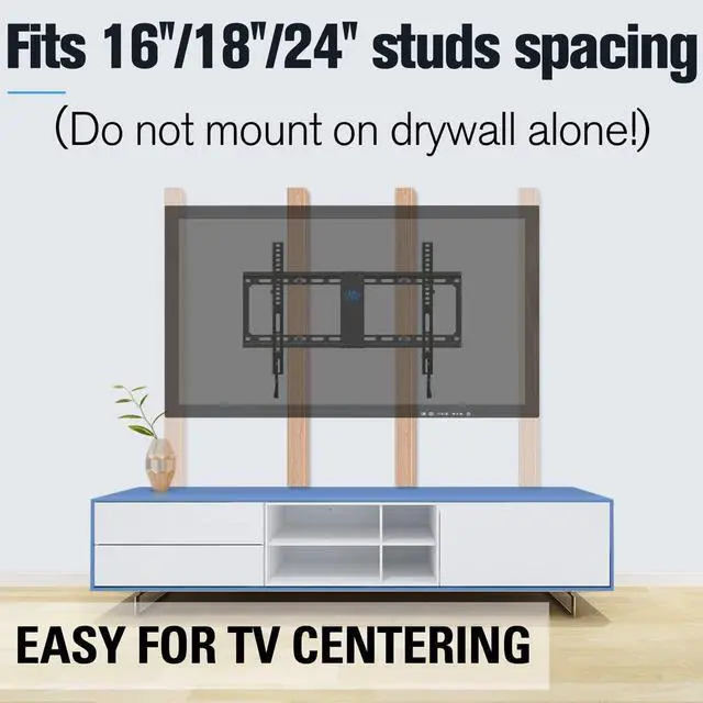 Alt view image 3 of 7 - Mounting Dream TV Mount Fixed for Most 42-84 Inch Flat Screen TVs, TV Wall Mount Bracket up to VESA 600 x 400mm and 132 lbs - Fits 16"/18"/24" Studs - Low Profile and Space Saving MD2163-K