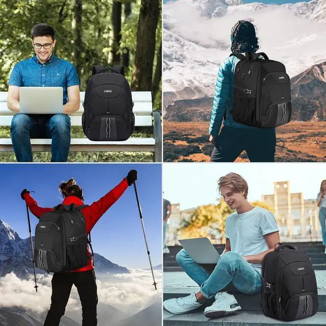 Alt view image 7 of 7 - Extra Large Backpack for Men 50L,Water Resistant 17 inch Travel Laptop Backpack Bag for Men Women with USB Charging Port,TSA Friendly Big Business Computer Bag Work College School Bookbags Gift,Black