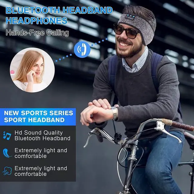 Alt view image 2 of 6 - Sleep Headphones Bluetooth Sports Headband Wireless Music Headband Handfree Sleeping Headset, IPX6 Waterproof Headphones, Perfect for Workout Travel Insomnia Meditation Yoga and Relaxation