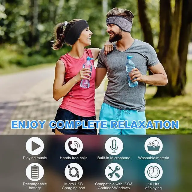Alt view image 3 of 6 - Sleep Headphones Bluetooth Sports Headband Wireless Music Headband Handfree Sleeping Headset, IPX6 Waterproof Headphones, Perfect for Workout Travel Insomnia Meditation Yoga and Relaxation