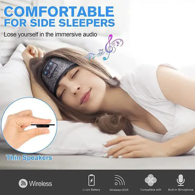 Alt view image 6 of 6 - Sleep Headphones Bluetooth Sports Headband Wireless Music Headband Handfree Sleeping Headset, IPX6 Waterproof Headphones, Perfect for Workout Travel Insomnia Meditation Yoga and Relaxation
