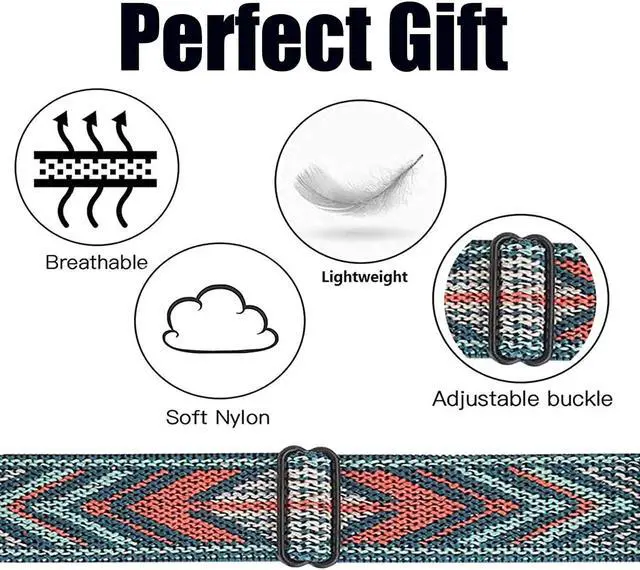 Alt view image 4 of 4 - 20mm Adjustable Nylon Bands Compatible for Samsung Galaxy Watch 3 41mm/Galaxy Watch 42mm/Active 2 40mm 44mm/Gear S2 Classic/Garmin Vivoactive 3/Ticwatch, Soft Sport Replacement Band Wristbands for Wom
