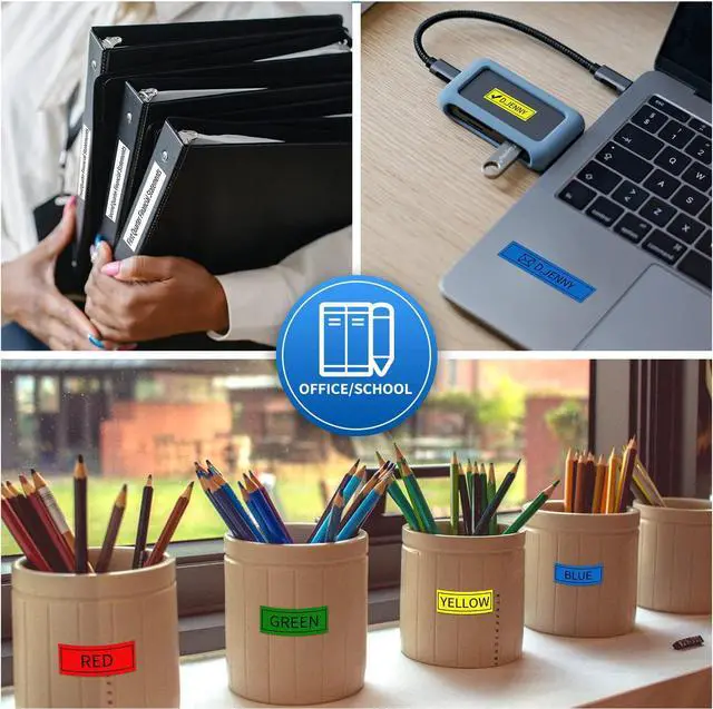Alt view image 7 of 7 - COLORWING Replacement for Dymo Letratag Labeling Refills Plastic Label Tape 12mm x 4m for Letra Tag LT100H LT100T QX50 Label Maker91331 91332 91333 91334 91335 (1/2" x 13')5-Pack