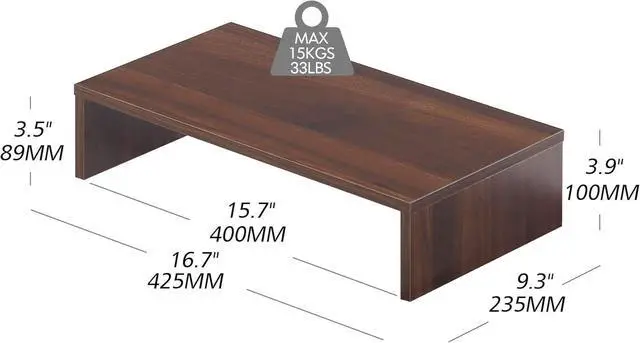 Alt view image 7 of 7 - FITUEYES Monitor Stand - Computer Monitor Riser with 16.7 Inch Shelf, Wood Desktop Stand for Laptop Computer Screen, Desk Organization, Office Supplies