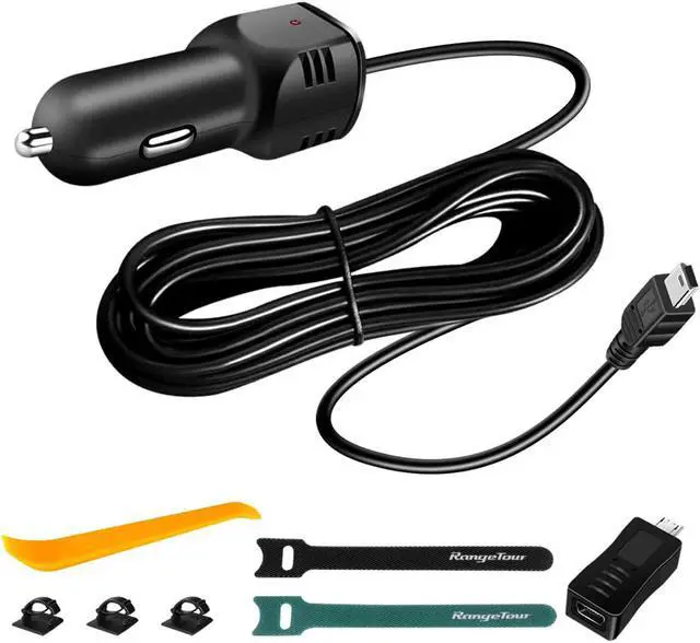 Main image of Dash Camera Car Charger, Mini USB and Micro USB Interfaces, Driving Recorders Power Cord Universal Car Adapter Power Cord 3.5m/11.5ft 12V/24V to DC5V 2A(I Interface)