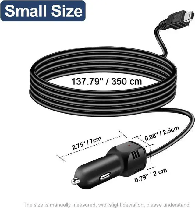 Alt view image 3 of 7 - Dash Camera Car Charger, Mini USB and Micro USB Interfaces, Driving Recorders Power Cord Universal Car Adapter Power Cord 3.5m/11.5ft 12V/24V to DC5V 2A(I Interface)