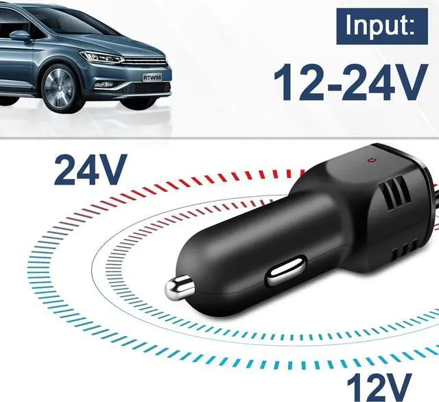 Alt view image 5 of 7 - Dash Camera Car Charger, Mini USB and Micro USB Interfaces, Driving Recorders Power Cord Universal Car Adapter Power Cord 3.5m/11.5ft 12V/24V to DC5V 2A(I Interface)