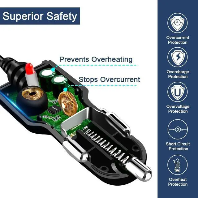 Alt view image 4 of 7 - Dash Camera Car Charger, Mini USB and Micro USB Interfaces, Driving Recorders Power Cord Universal Car Adapter Power Cord 3.5m/11.5ft 12V/24V to DC5V 2A(I Interface)