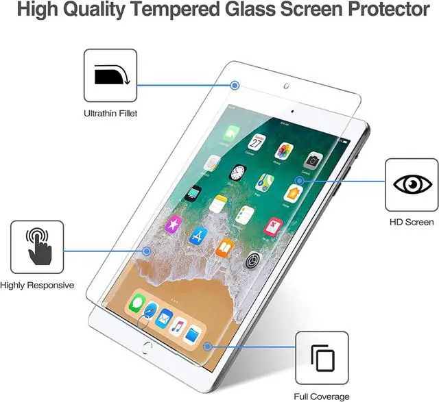 Alt view image 3 of 7 - 2 Pack Screen Protector for 9.7 iPad 6th 5th / iPad Pro 9.7 2016 / iPad Air 2 / iPad Air 1 Tempered Glass Film Guard for iPad 6 5 2018 2017 iPad Air 2nd 1st 2014 2013