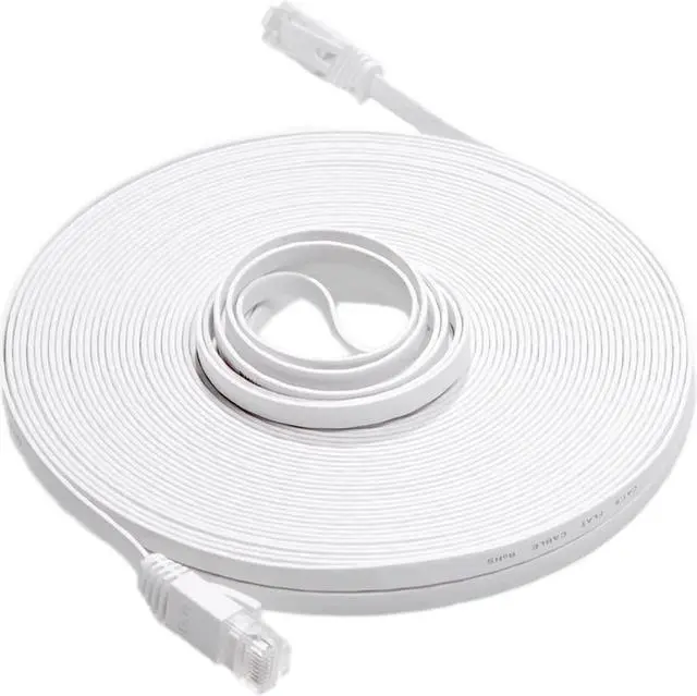 Alt view image 8 of 14 - Cat 6 Ethernet Cable 75 ft White Flat (at a Cat5e Price but Higher Bandwidth) Cat6 White Internet Network Cable - Computer LAN Cable - Long Patch Cables with Cable Clips and Straps