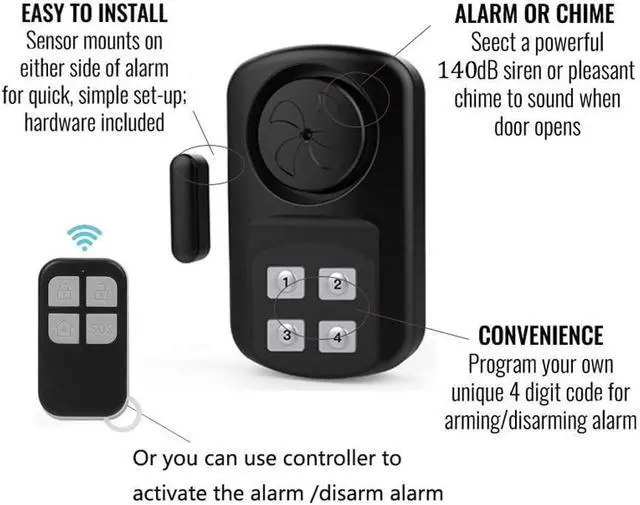 Alt view image 6 of 7 - Pool Gate Alarm Outdoor with Remote, 140Db Waterproof Ip67, 2 Pack