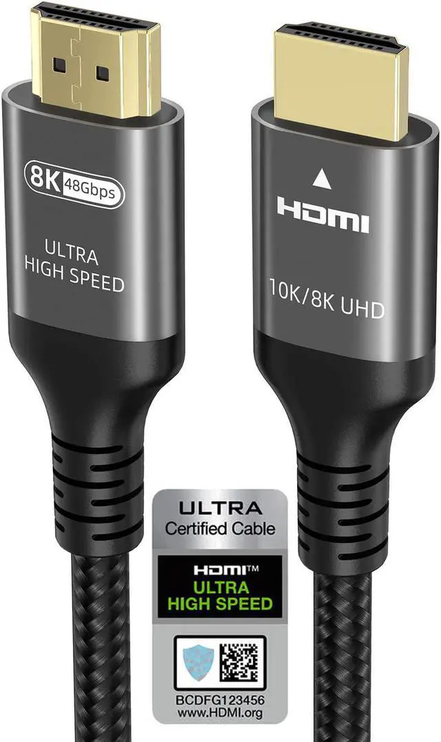 Main image of 10K 8K 4K HDMI Cable 48Gbps 25 FT, Certified Ultra High Speed HDMI® Cable 4K 240Hz 144Hz 120Hz 8K60Hz 0.01ms HDR10+ eARC HDCP2.3 Netflix Roku TV PC Monitor Projector PS5 Xbox