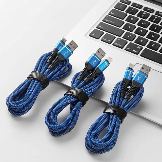 Alt view image 7 of 7 - Lightning Cable 10 ft 3Pack Blue Long iPhone Charger Cord 10 Foot Nylon Braided Power Charging Cord Compatible with iPhone 13/12/11/X/XS/XR/XS Max/8/7/6/5S/SE/iPad Pro/Mini/Air