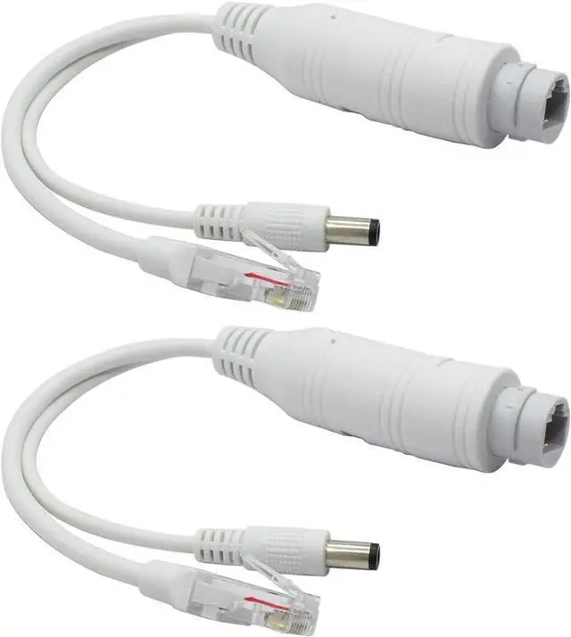 Main image of ANVISION 2-Pack Active 48V to 12V Waterproof PoE Splitter Adapter, IEEE 802.3af Compliant 10/100Mbps, for IP Camera AP Voip Phone and More, White