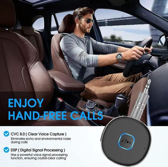 Alt view image 5 of 7 - Bluetooth Receiver Wireless Portable 3.5mm Aux Car Adapter Bluetooth 5.0 Wireless Audio Receiver for Car/Home Stereo/Wired Headphones/Speaker 16H Battery Life