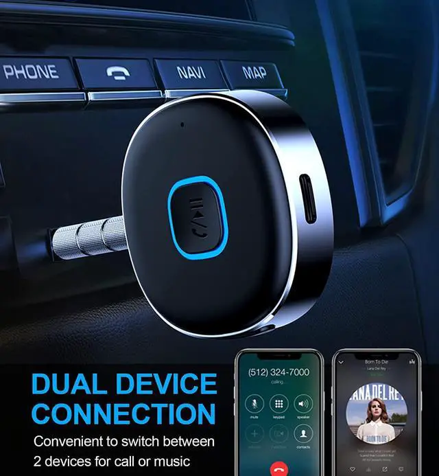 Alt view image 4 of 7 - Bluetooth Receiver Wireless Portable 3.5mm Aux Car Adapter Bluetooth 5.0 Wireless Audio Receiver for Car/Home Stereo/Wired Headphones/Speaker 16H Battery Life