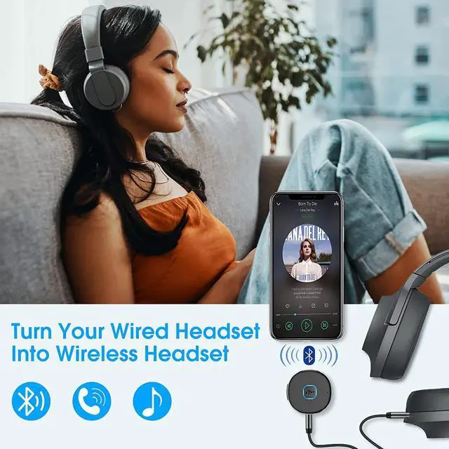 Alt view image 7 of 7 - Bluetooth Receiver Wireless Portable 3.5mm Aux Car Adapter Bluetooth 5.0 Wireless Audio Receiver for Car/Home Stereo/Wired Headphones/Speaker 16H Battery Life
