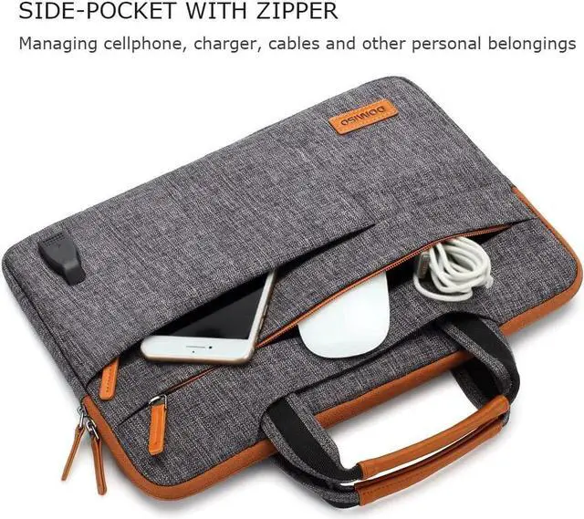 Alt view image 4 of 6 - DOMISO 15 Inch Multi-Functional Laptop Sleeve Business Briefcase Messenger Bag with USB Charging Port for 15-15.6" Laptop/Apple/Lenovo IdeaPad/Acer Aspire/HP Envy 15 / Dell XPS 15, Dark Grey