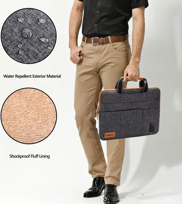 Alt view image 6 of 6 - DOMISO 15 Inch Multi-Functional Laptop Sleeve Business Briefcase Messenger Bag with USB Charging Port for 15-15.6" Laptop/Apple/Lenovo IdeaPad/Acer Aspire/HP Envy 15 / Dell XPS 15, Dark Grey