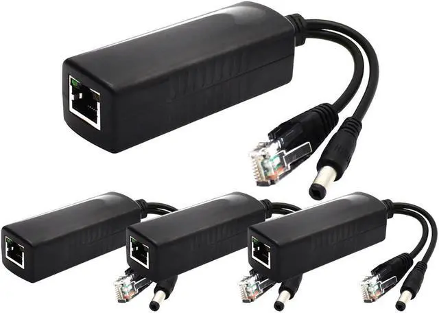 Main image of 4-Pack 12V DC Output Active PoE Splitter Adapter, IEEE 802.3af, 10/100Mbps, for IP Camera AP Voip Phone and More, AV-PS12