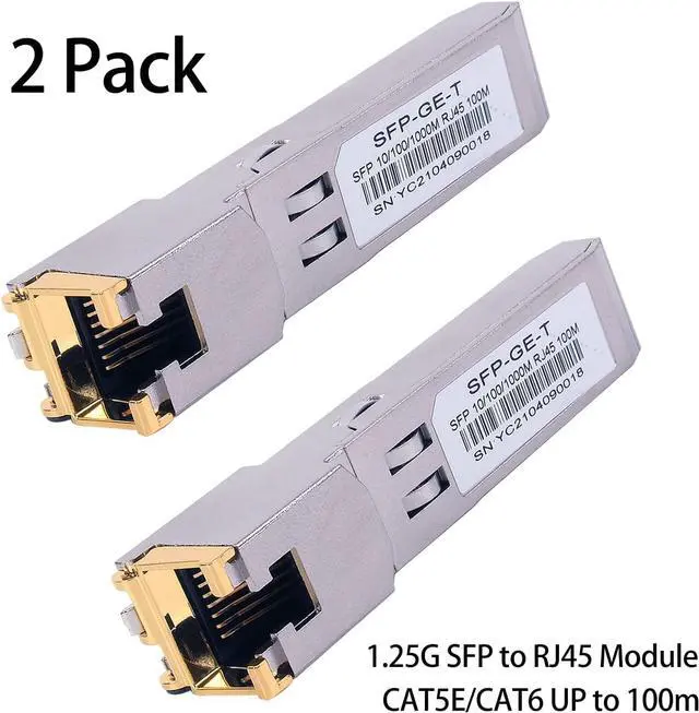 Alt view image 2 of 7 - 2PCS 1000BASE-T Gigabit SFP to RJ45 Copper Ethernet Modular Transceiver for ,Meraki,Ubiquiti,D/TP Link,Supermicro,Netgear,Broadcom, 1.25G SFP-T CAT5E/CAT6 up to 100m Mikrotik S-RJ01