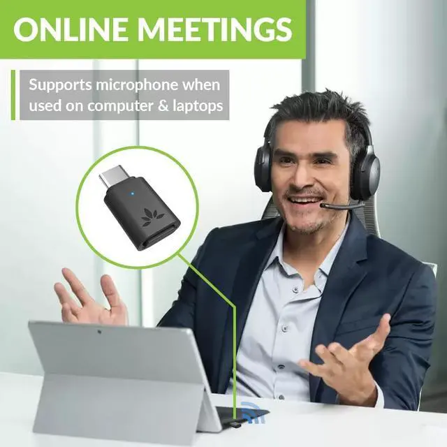 Alt view image 6 of 7 - Avantree C81 USB-C Bluetooth Audio Adapter for PS5 - Connect Headphones Wirelessly with aptX Low Latency Support and Included Mini Mic