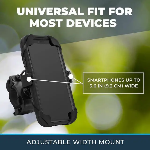 Alt view image 4 of 7 - Roam Universal Cell Phone Holder Net Mount - Adjustable Up to 3.6" W x 7" L - 360° Rotation - Hands Free Navigation System for Motorcycle eBike Dirt Bike Road Bike Cruiser Scooter - Jet Black