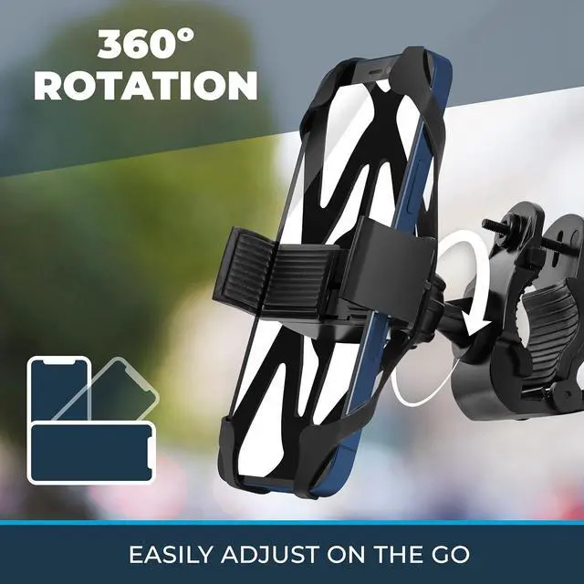 Alt view image 6 of 7 - Roam Universal Cell Phone Holder Net Mount - Adjustable Up to 3.6" W x 7" L - 360° Rotation - Hands Free Navigation System for Motorcycle eBike Dirt Bike Road Bike Cruiser Scooter - Jet Black