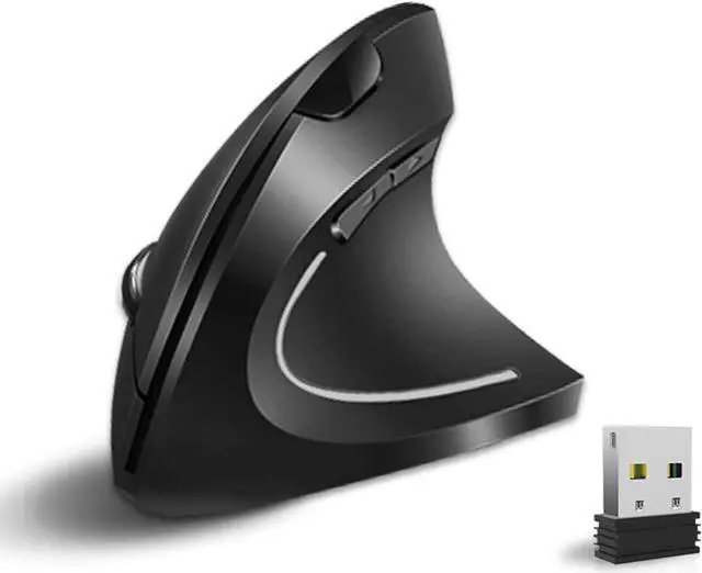 Main image of Vassink Ergonomic Mouse, Rechargeable Wireless Mouse, 2.4GHz Rechargeable Wireless Vertical Optical Mice with USB Receiver, 6 Buttons, 800/1200/1600 DPI, for Laptop, PC, Computer Black