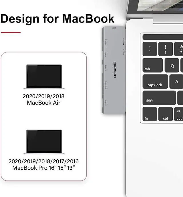 Alt view image 3 of 7 - UPGROW USB C Hub for MacBook,7 in 2 Type C Hub Adapter, MacBook Pro & MacBook Air Accessories with 3 USB 3.0 Ports, 4K HDMI Port,TF/SD Card Reader,USB-C PD Docking Compatible with Thunderbolt 3
