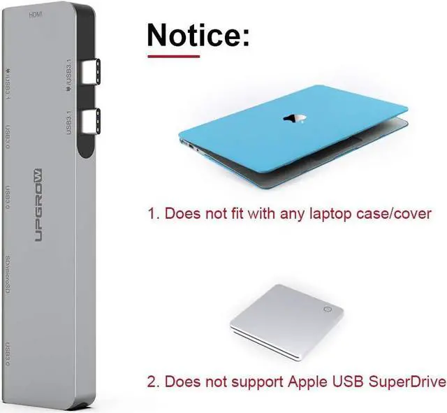 Alt view image 6 of 7 - UPGROW USB C Hub for MacBook,7 in 2 Type C Hub Adapter, MacBook Pro & MacBook Air Accessories with 3 USB 3.0 Ports, 4K HDMI Port,TF/SD Card Reader,USB-C PD Docking Compatible with Thunderbolt 3