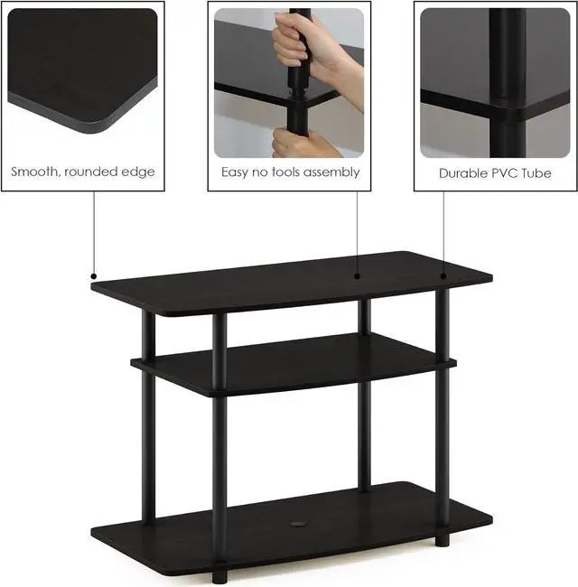 Alt view image 6 of 7 - Furinno Turn-N-Tube No Tools 3-Tier Entertainment Center TV Stand for TV up to 32 Inch, Plastic Round Tubes, Espresso/black