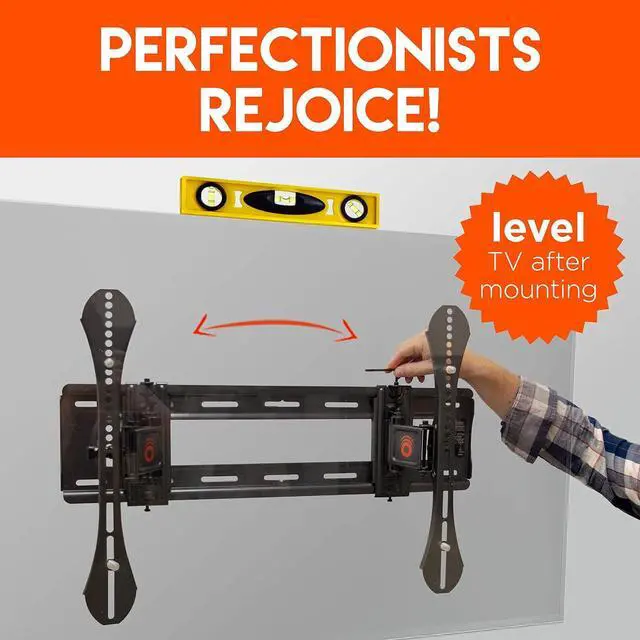 Alt view image 5 of 7 - ECHOGEAR FullTilt TV Wall Mount - Extends to Enable Maximum Tilt Range On Large TVs Up to 90" - Fireplace Friendly Design with Universal Bracket & Easy Install