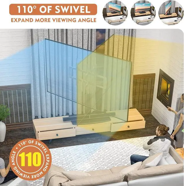 Alt view image 2 of 7 - Universal Swivel TV Stand/Base Table Top Stand 40 to 86 inch TVs 110 Degree Swivel, 5 Level Height Adjustable, Heavy Duty Tempered Glass Base, Holds up 132lbs Screens, HT04B-003