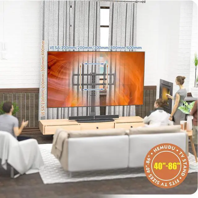 Alt view image 5 of 7 - Universal Swivel TV Stand/Base Table Top Stand 40 to 86 inch TVs 110 Degree Swivel, 5 Level Height Adjustable, Heavy Duty Tempered Glass Base, Holds up 132lbs Screens, HT04B-003