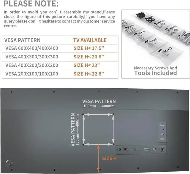 Alt view image 7 of 7 - Universal Swivel TV Stand/Base Table Top Stand 40 to 86 inch TVs 110 Degree Swivel, 5 Level Height Adjustable, Heavy Duty Tempered Glass Base, Holds up 132lbs Screens, HT04B-003