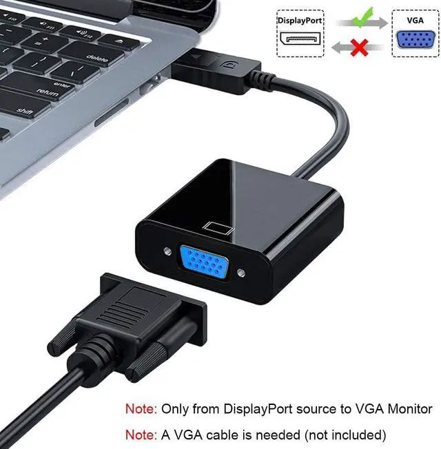 Alt view image 2 of 7 - Display Port to VGA 3 Pack Gold-Plated DisplayPort to VGA Converter Adapter (Male to Female) for Computer Desktop Laptop PC Monitor Projector HDTV HP    and More