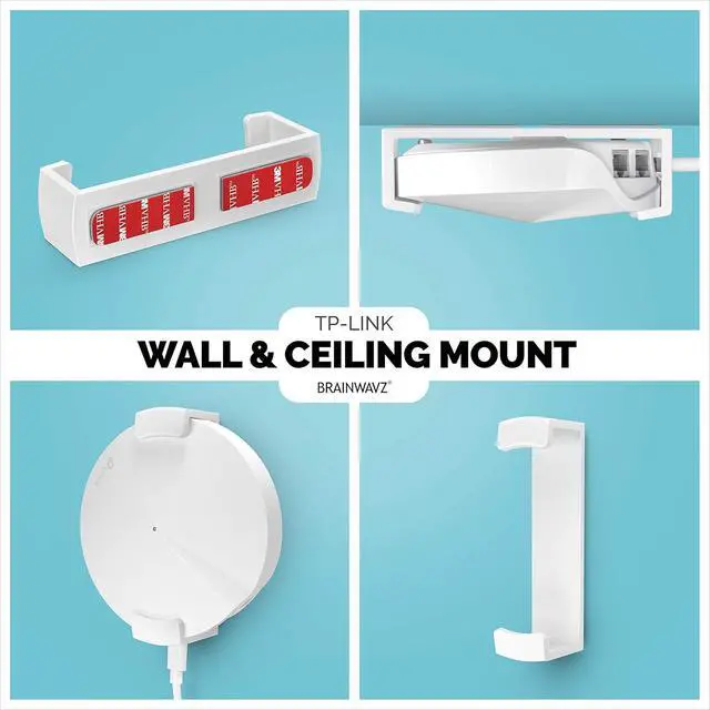 Alt view image 2 of 7 - Drill Free Deco M5 & P7 Wall & Ceiling Mount Holder for TP Link, Strong Stick On VHB Tape Bracket, No Screws & No Tools Needed, Easy to Install, White by Brainwavz
