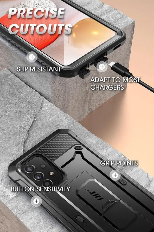 Alt view image 6 of 7 - for Samsung Galaxy A53 5G Case with Screen Protector (Unicorn Beetle Pro), [Built-in Stand & Belt-Clip] Heavy Duty Shockproof Rugged Kickstand Protective Phone Case for Samsung A53 5G, Black