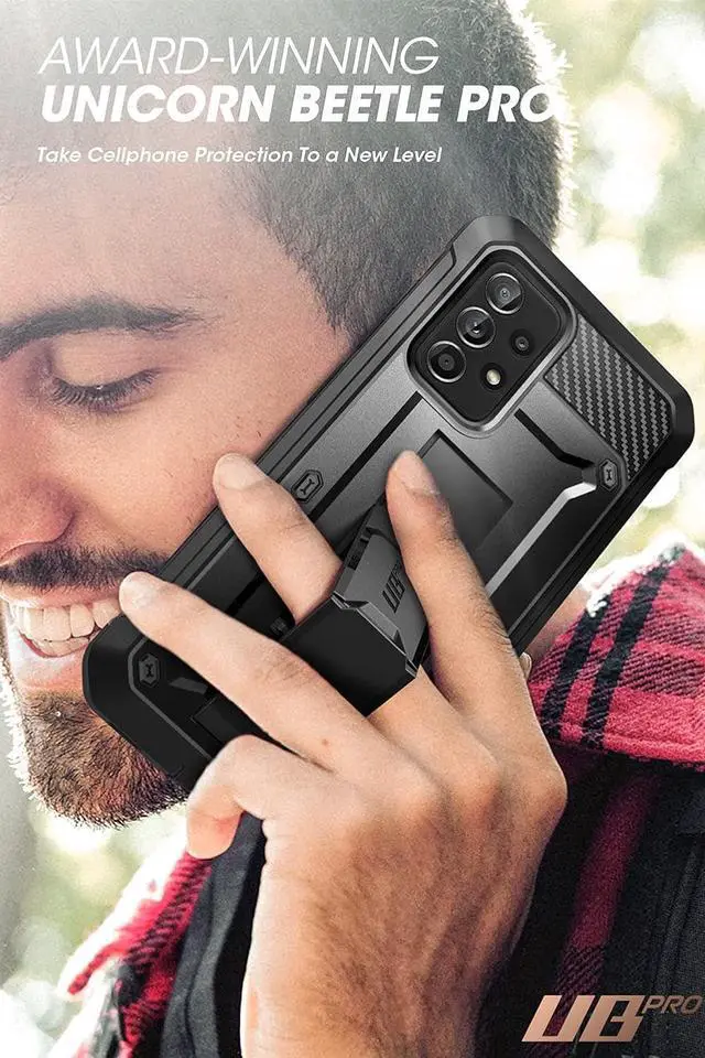 Alt view image 7 of 7 - for Samsung Galaxy A53 5G Case with Screen Protector (Unicorn Beetle Pro), [Built-in Stand & Belt-Clip] Heavy Duty Shockproof Rugged Kickstand Protective Phone Case for Samsung A53 5G, Black