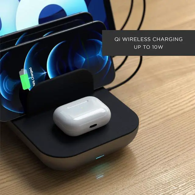 Alt view image 6 of 6 - Satechi Multi Device Charging Station Dock 5 with Wireless Charging - iPad Charge Station - iPad Dock  for iPad Pro/Air/Mini, iPhones 16/15/14/13/12/11, AirPods 3rd gen and More