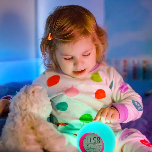 Alt view image 5 of 7 - Tarklanda Kids Alarm Clock,Moon Stars Projector Alarm Clock,7 Color Changing Night Light,Snooze Touch Control Temperature for Kids Bedroom, Digital Clock for Girls Boys Children