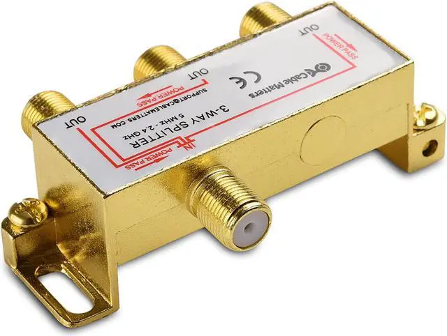 Alt view image 3 of 4 - Cable Matters 2-Pack Bi-Directional 2.4 Ghz 3 Way Coaxial Cable Splitter for STB TV, Antenna and MoCA Network - All Port Power Passing - Gold Plated and Corrosion Resistant, Welcome to consult
