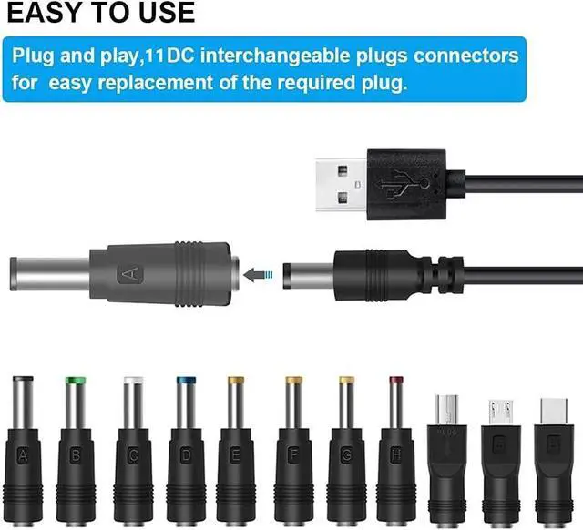 Alt view image 5 of 7 - Universal 12V Car Charger(Max 10A) + 5V DC Power Cable,with 11 Connectors for DVD Player,Camera,GPS,Bluetooth Speakers,Shaver Fans