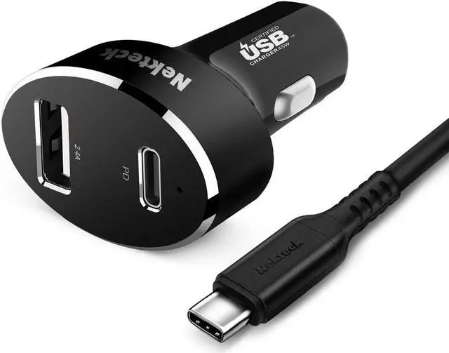 Main image of Type C Car Charger, Nekteck USB Adapter with 45W Power Delivery and 12W A Port Compatible with iPhone, iPad, MacBook, Galaxy, Google Pixel, 3.3ft Cable Included, NOT Ideal for Note10+PPS